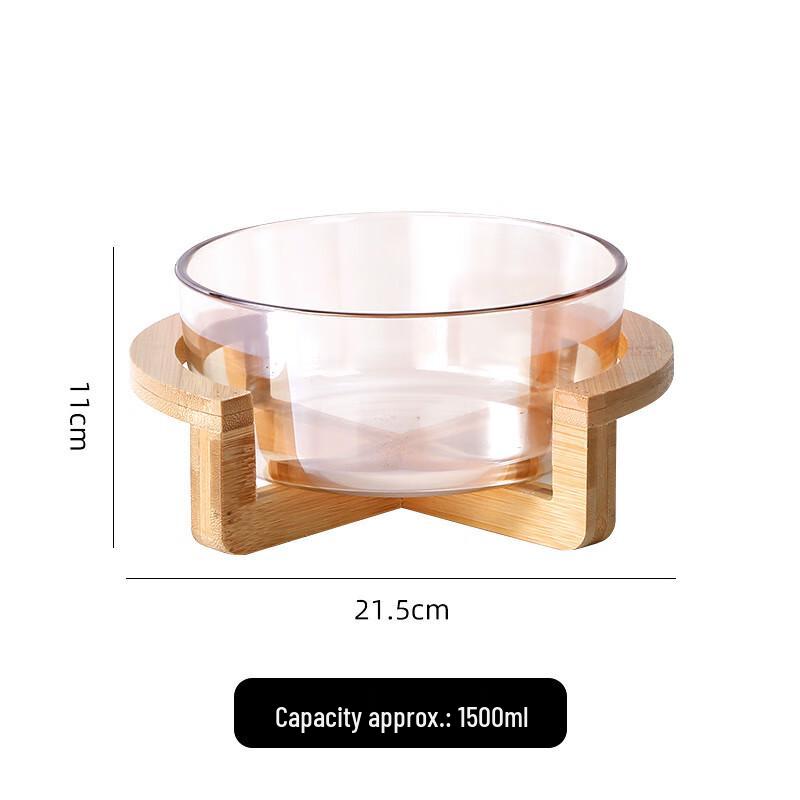 

Qin Kai Glass Fruit Salad Bowl with Bamboo Stand