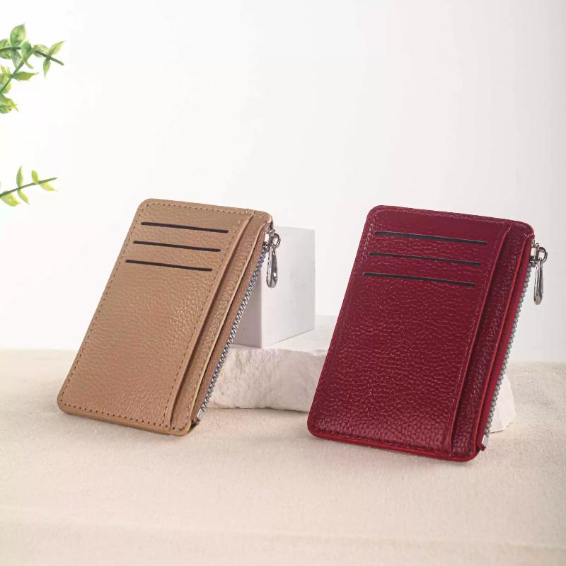 Mini Credit Card Wallet Id Card Holder Men'S Small Wallet Thin Sleeve Zipper Short Coin Wallet