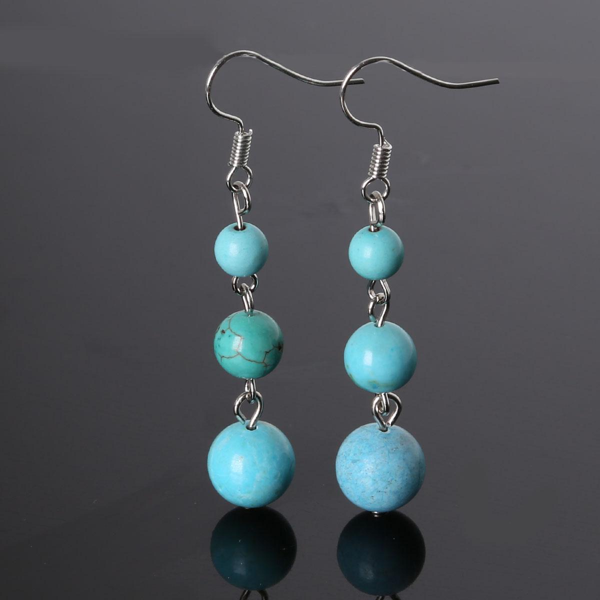 

1 пара винтажных сережек из натурального кварцевого камня, бусины, аксессуары для сережек Turquoise stone