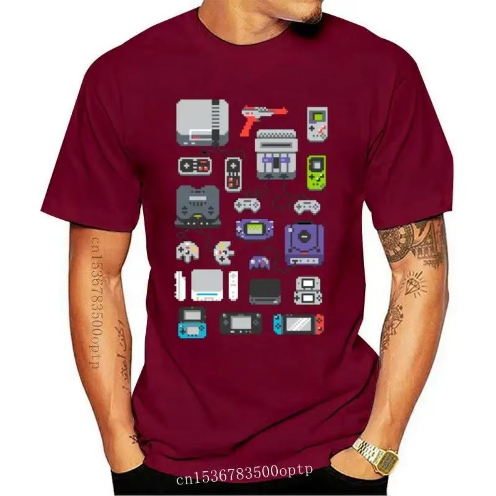 New 2021est Printing Men T Shirts Control Device Game Tshirt 100% Cotton High Tees Super Pixel Image Youth College Student T-Shi