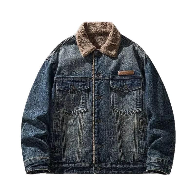Men's Winter Trendy Brand Loose Lambswool-Lined Retro Denim Jacket