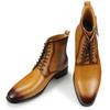 Fashion High Quality Cowhide Ankle Boots Men Lace Up Genuine Leather Shoe Fashion Luxury Zipper Pocket Wedding Business Handmade Boots