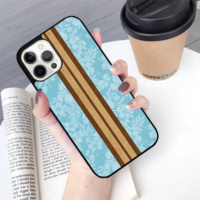 Hawaiian Faux Wood Surfboard Phone Case For For iPhone 17 Air 16 15 11 12 13 14 Pro Max 12 Max Plus coque