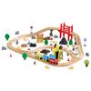 70PCS Wooden Train Set, with Magnetic Crane, Wood Train Track Toy for Kids Ages 3-8, Construction Crane Railway Set, Compatible with Major Brands,