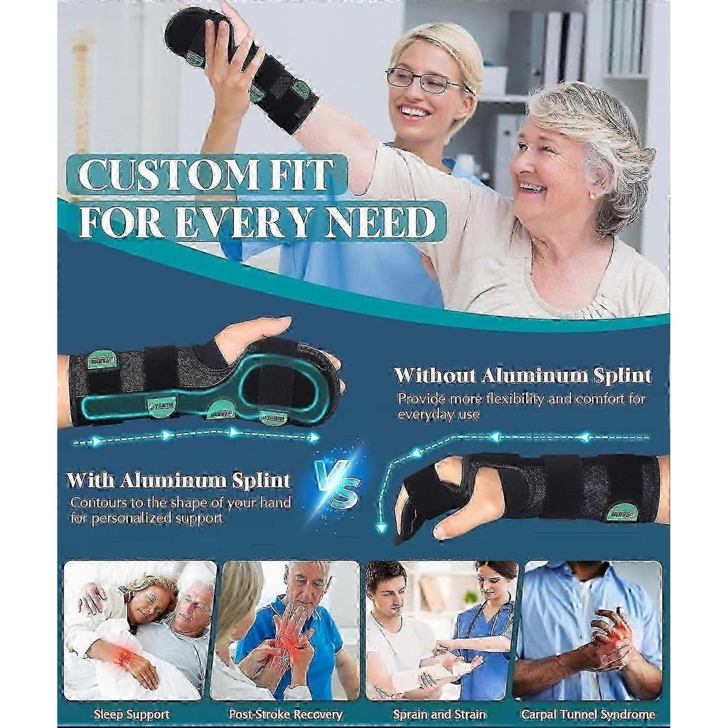 Resting Hand Splint for Stroke Recovery Carpal Tunnel Night Immobilizer with Removable Splints Pain Relief