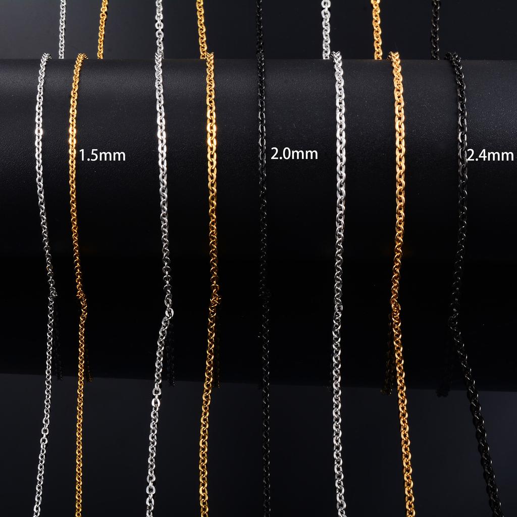 Stainless Steel Rolo Necklace for Women Men Link Cable O Chain Choker On the Neck Collar DIY Her Gift Jewelry Accessories