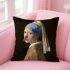 Mona-Lisa Wearing Pearls Girl Pillow Case Custom Printed Brushed Fleece Pillow, Baby Skin-Touch, Eco-Friendly Dye-Sublimation Cu