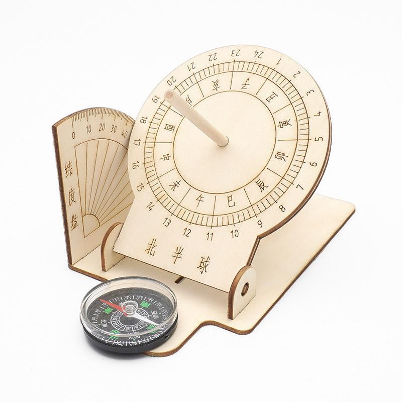 

Children s Science Diy Sundial Model Customizable Wooden Handmade Sun Clock Illustrated Ancient Timepiece