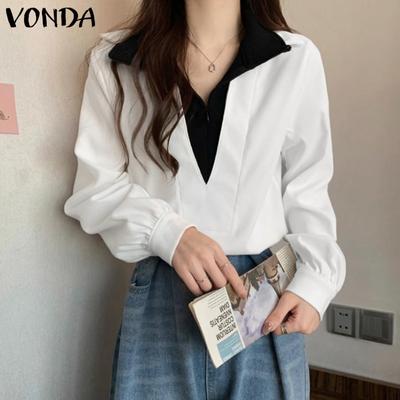 Damen Herbst Revers Langarm Fake Zweiteiler Blusen