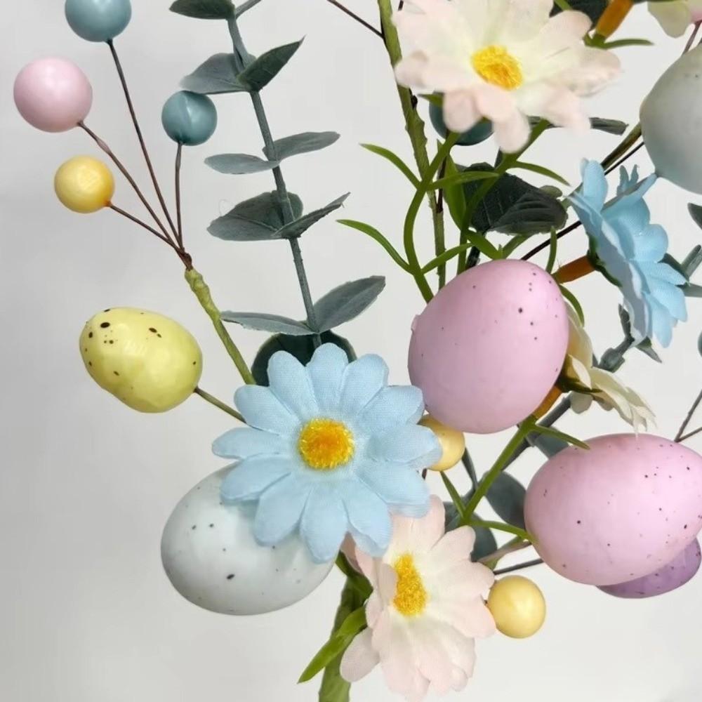 Floral Accent Realistic Easter Flower Bouquet Decorative Colorful Easter Egg Decor DIY Simulated Eggs Bouquets Party Decoration