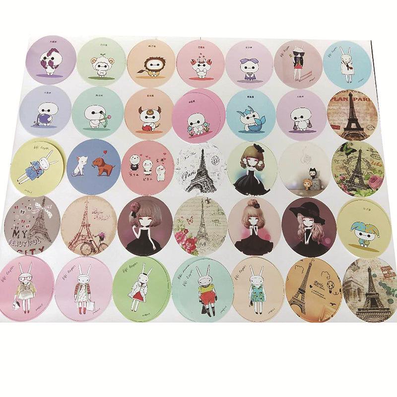 Korean Style Cute Mini Makeup Mirror - Portable, Small Round Cartoon Tinplate Design