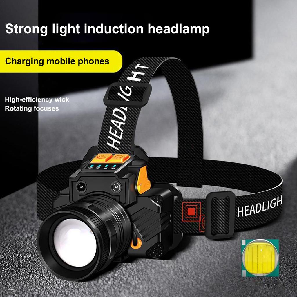 Head Light USB Charging Head Light Waterproof Motion Sensor Flashlight Safety Supplies For Outdoor Hiking Hunting Automotive