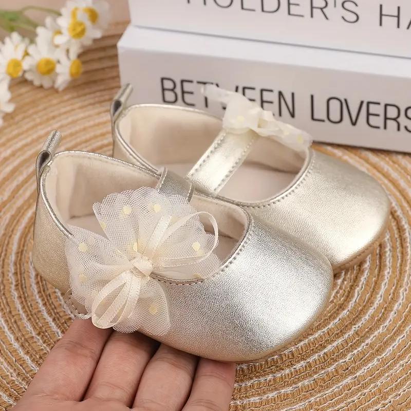 

New Girl s Shoes With PU Butterfly Knot Magic Tape Design Flat Casual Fashion Mary Jane Princess Shoes Suitable For Babies 0-6 Months