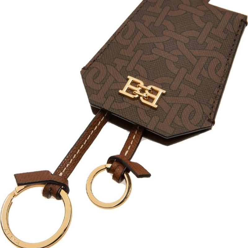 Bally Classic Horsebit Key Pouch Monogram Print Lanyard Bag Unisex Key Pouch Brown 6239187