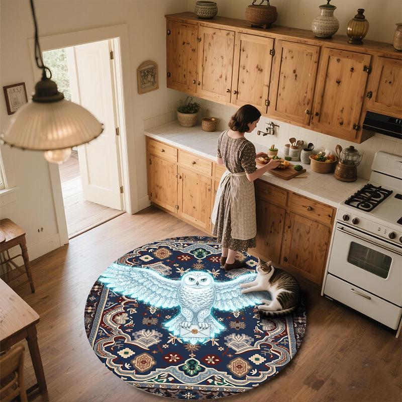Vintage Pattern Animals,Round Area Rug,Carpet Rug for Living Room Bedroom Sofa Playroom Decor,Non-slip Floor Mat