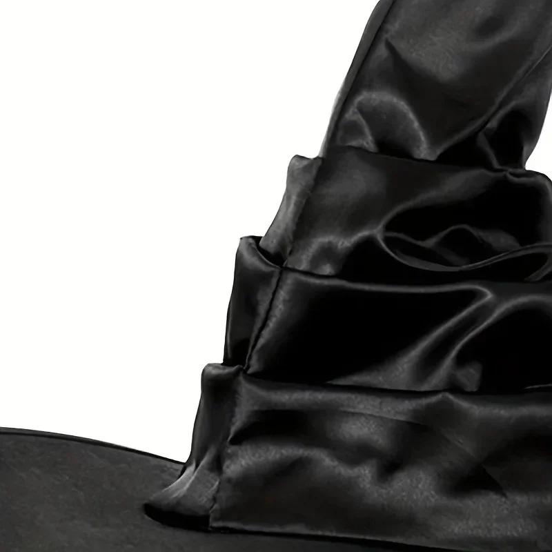 Halloween Witch Hat - Foldable Wizard Cosplay Headgear, Black Devil Cap for Adults Women Men, Party Costume & Decor