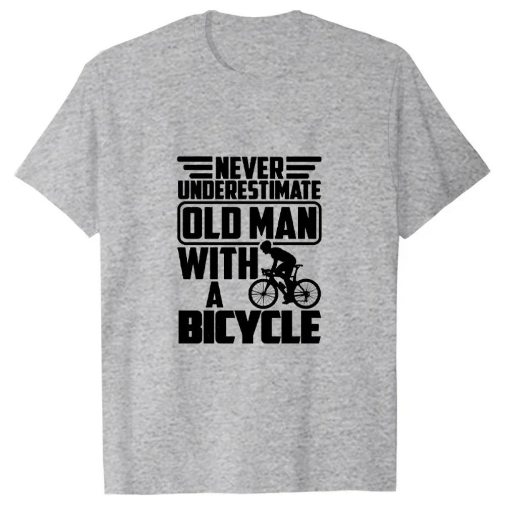 Pánské triko Nikdy nepodceňujte starého muže s potiskem na kole Trička Léto s krátkým rukávem ČERNÉ Tričko Trička Trička Oversize Košile