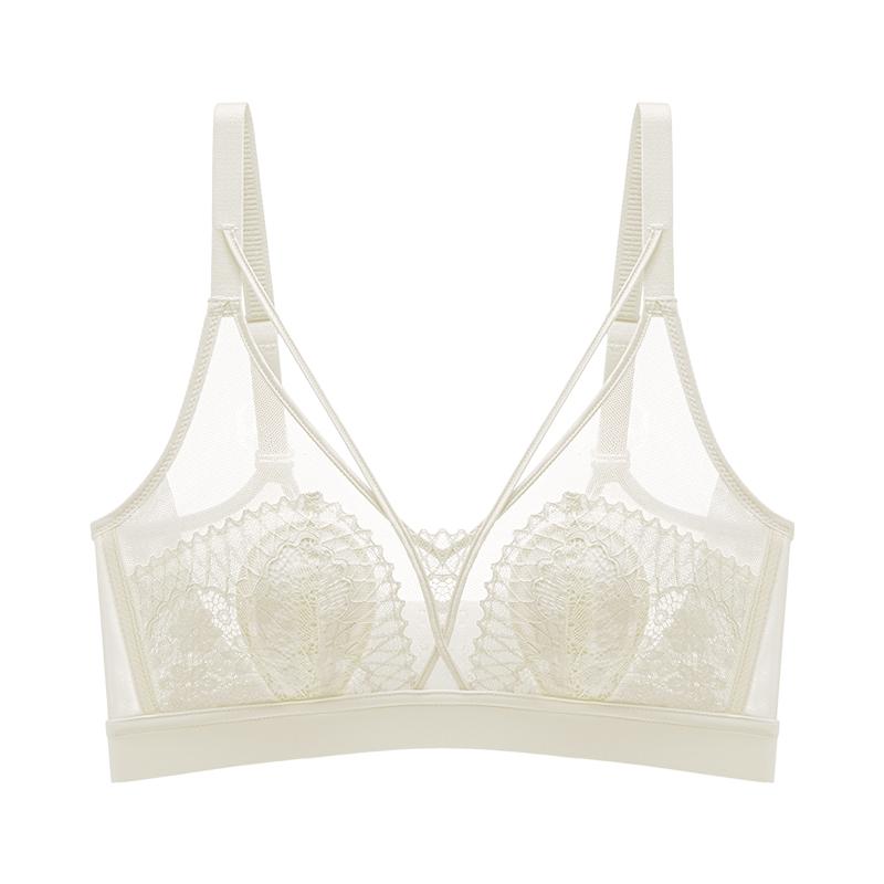 Breathable Sexy Ultra-thin Seamless Lace Underwear Women's Breasts Small Steel-free Bras Gather and Shrink Bras To Prevent Sagging
