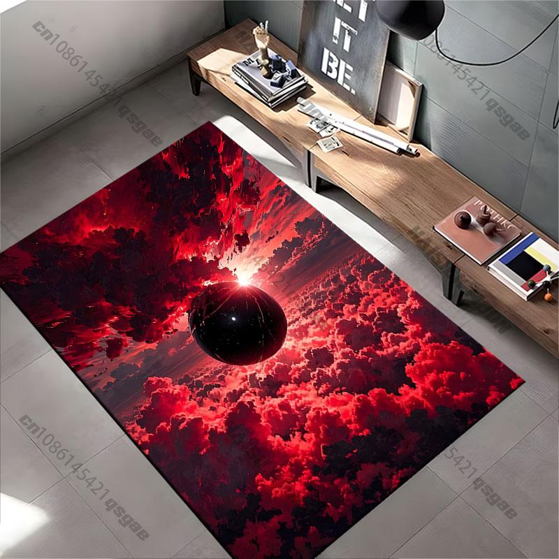 Surreal Skies Black Sphere Carpet Yoga Living Room Room Decor Children's Crawling Mat Doormat Area Rug Games Mat