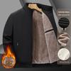 Men's Winter Stand-Up Collar Cotton Jacket - Plus Size, Thick Velvet, Warm Outerwear for Mid-Aged and Elderly