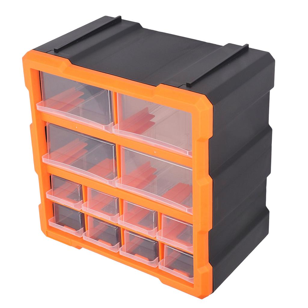 12 Drawer Hardware Organizer Office Stationary Craft Translucent Drawer Workshop Screw Storage Box