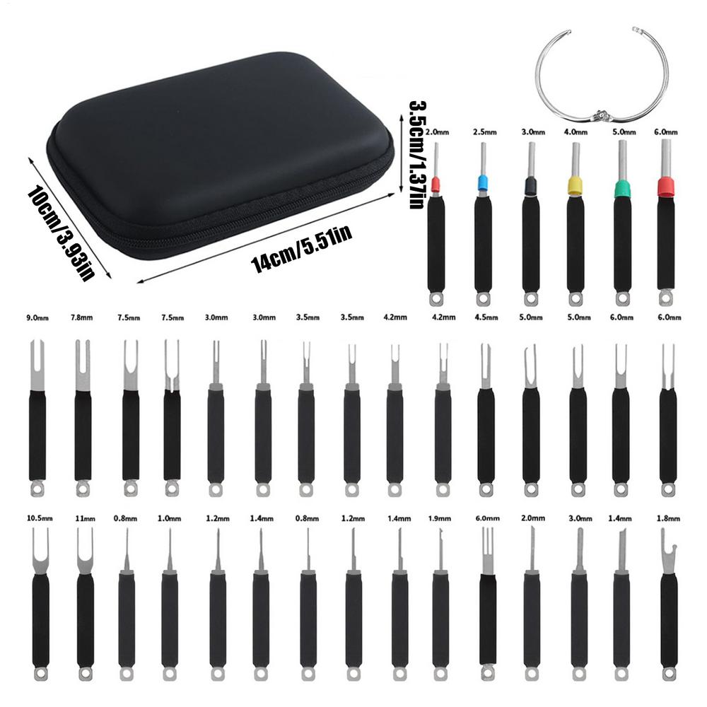 

36 шт. Инструмент для извлечения контактов, Съемник клемм, Электрический разъем, Автомобильный провод, Снятие панели бытового прибора, Снятие дверной обшивки, Жгут проводов чёрный