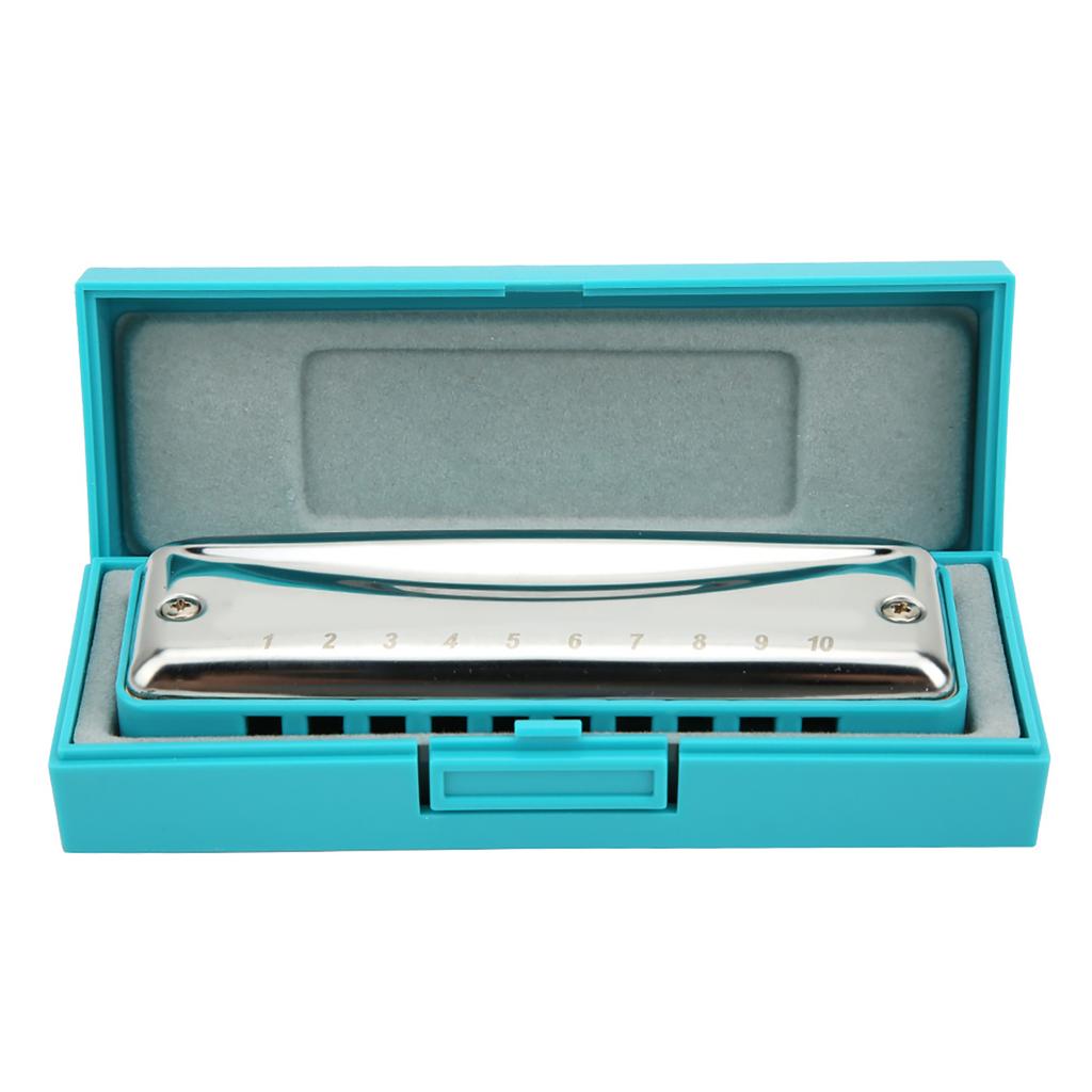 Blues Harmonica 10 Hole Mouthorgan Ab Key Portable Wind Instrument High Gloss Waterproof