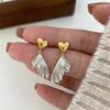Fashion Gold  Color  Metal Fish Tail Drop Earrings For Women Heart Geometric Irregular Vintage Simple Earrigns Jewelry
