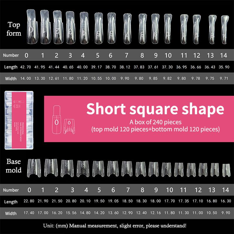 Poly Nail Gel Dual Form Extension Mold Reusable Clear Tips for Fast Builder Nail Salon DIY Professional Home Use Kit