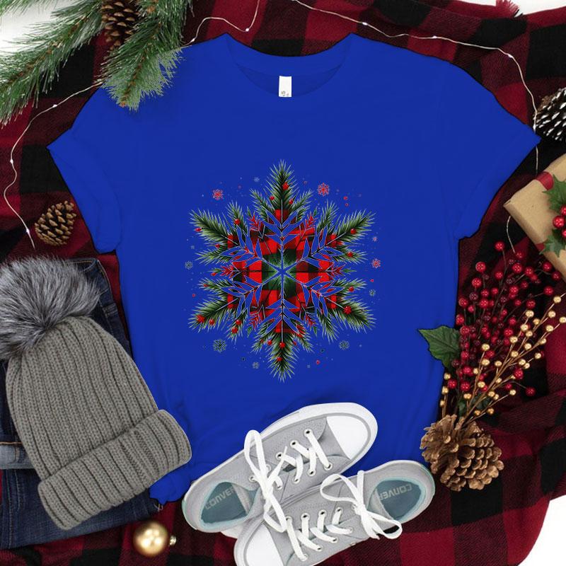 Funny Christmas Snowflakes Letter Printing T-Shirts  Women Summer Tee Shirt Femme Casual Short Sleeve Round Neck Tops T-Shirt