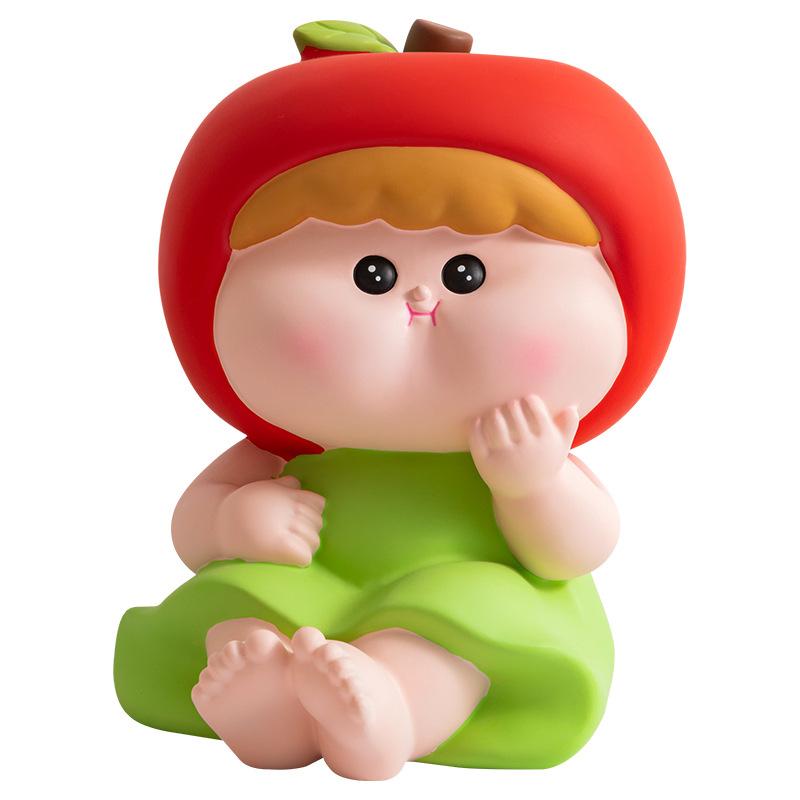 Cartoon Fruit Girl Piggy Bank Children's Birthday Gifts. Creative Cartoon Large Capacity Can Be Stored and Withdrawn Piggy Bank