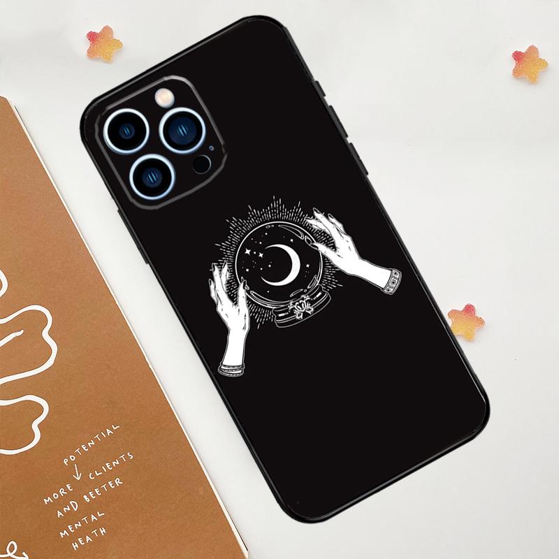 Fortune Telling Moon Stars Hands Art Phone Case For iPhone 17 Pro Max 14 13 12 11 15 16 Pro Max Mini 16 Plus 16e 17 Air Funda