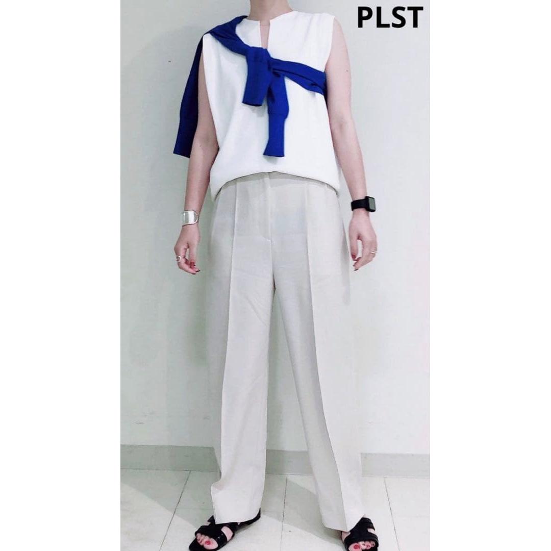 PLST Twill Tuck Wide Pants Beige