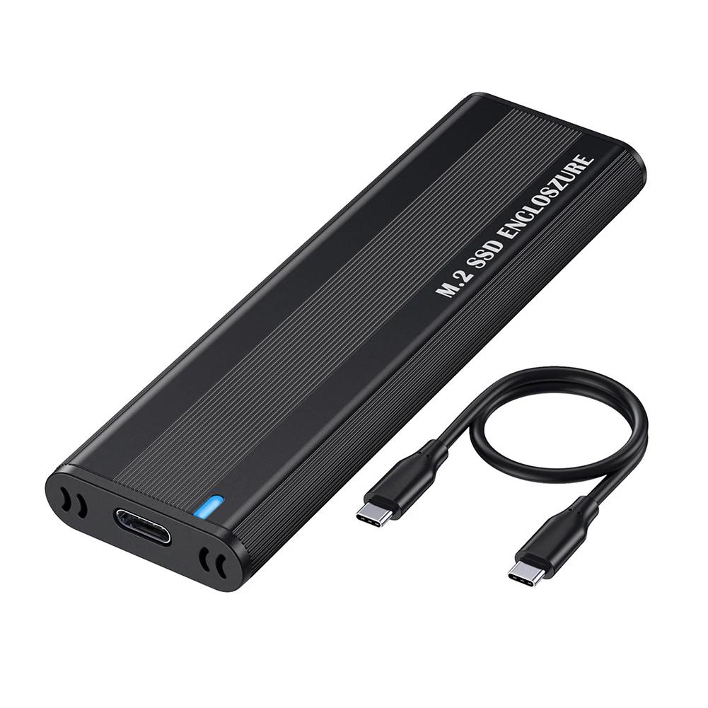 Caixa SSD NVMe M.2 de protocolo duplo 10 Gbps M.2 NVMe SSD Adaptador de gabinete Ferramenta grátis para SSD M.2 2230/2242/2260/2280