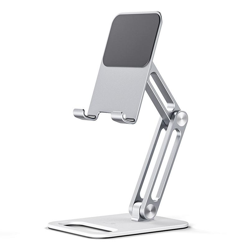 

BONERUY P66 Foldable Tablet Stand Holder Aluminum Alloy Cell Phone Stand Desktop Mount Stand Silver