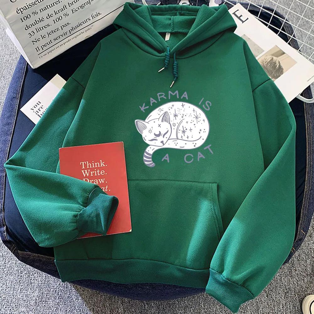 The Eras Tour Karma Is A Cat 2D Print Men Women Hoodies Casual Oversize Pullovers Popular Streetwear Sweatshirts