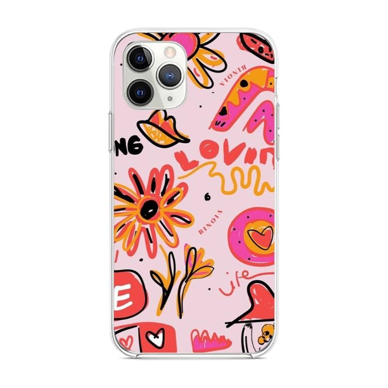 Preppy Aesthetic Cute Pink Phone Case for iPhone 14 13 12 11 XS X 8 7 6 Plus Mini Pro Max SE 2022 Transparent Phone Cover