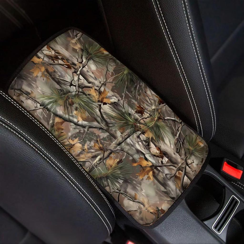 Dreaweet Stylish Spider Web Printed Black Car Center Console Armrest Cushion Cover Pad Soft Car Armrest Seat Box Cover Protector Auto Car Interior