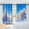 Winter Snow Scenery Blackout Curtains Snowman Pine Forest Pattern Bedroom Living Room Darkening Noise-reducing Window Curtain