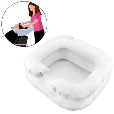 Lavabo portátil para lavado de pelo para discapacitados, bandeja para champú de PVC con tubo de drenaje, bañera inflable para lavabo