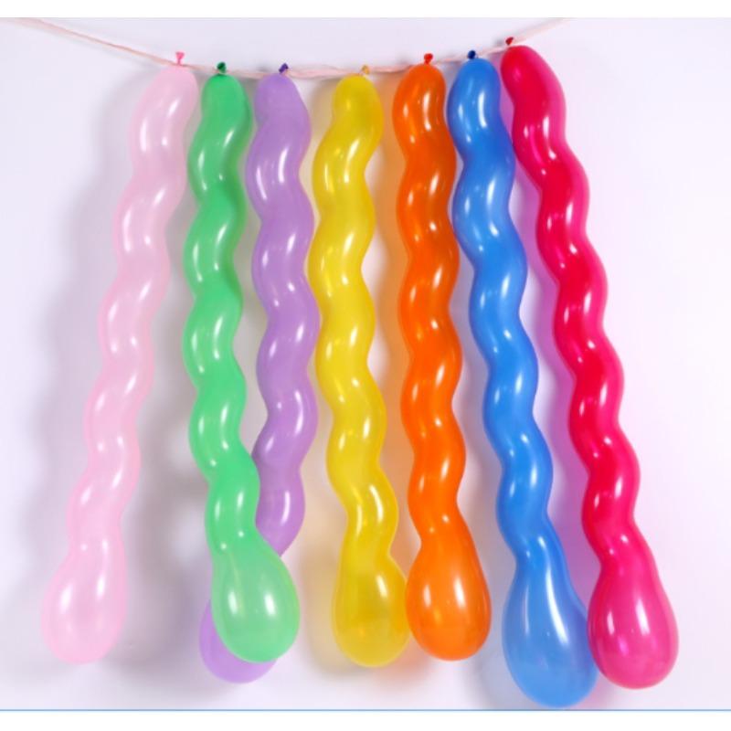 100Pcs Multicolor Spiral Latex Balloons Unique Twisted Long Style Decorative Supplies for Wedding Birthday Party Arrangements