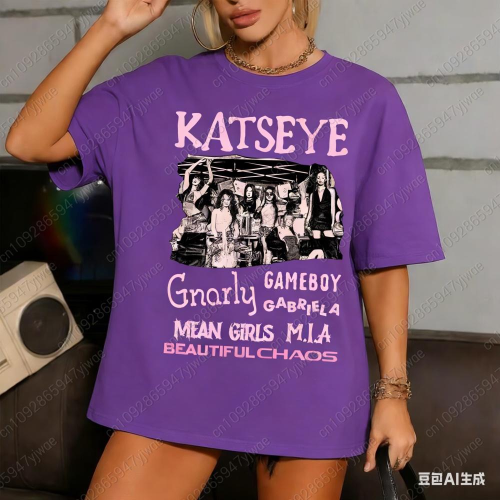 Retro Katseye Beautiful Chaos TShirt Short Sleeve Tee Gift For Women Unisex Oversized Graphic Short Sleeve Shirt Unisex Unisex Women