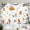 2D Flat, [2D Plane Printing] 1 Large Size/small Size Pattern Printed Tapestry- Cowboy Hat, Boots, Cacti, Stars, Horse, Room Wall Decoration, Non-lumin