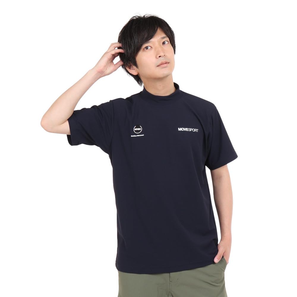 DESCENTE Short Sleeve Pique Mock UV NV Men's T-Shirt, Neck, Protection, DX-C2500XB (Navy/M/Men's)