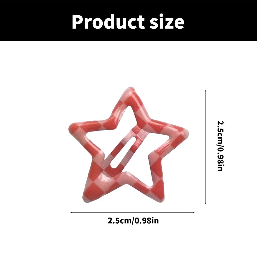 10pcs Stylish Lattice Star Hairpin Colorful Hair Clip Casual Wear Hair Barrettes for Teenagers and Children