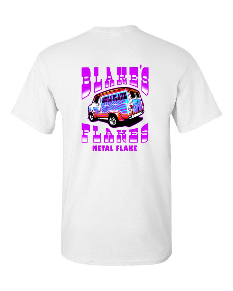 Blakes Flakes Metal Flake T Shirt WHITE 100% Cotton Hot Rod Garage Unisex T-Shirt M