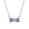 S925 Sterling Silver Necklace Cross-border Fashion Bow Pendant Female Heart-shaped Colored Treasure Necklace Simple Twelfth Birthday Stone