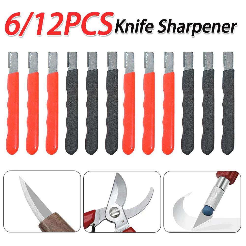 6/12PCS Pocket Sharpening Stone with Cover Pruner Sharpener Stainless Steel Garden Shears Sharpening Tool for Kitchen Garden