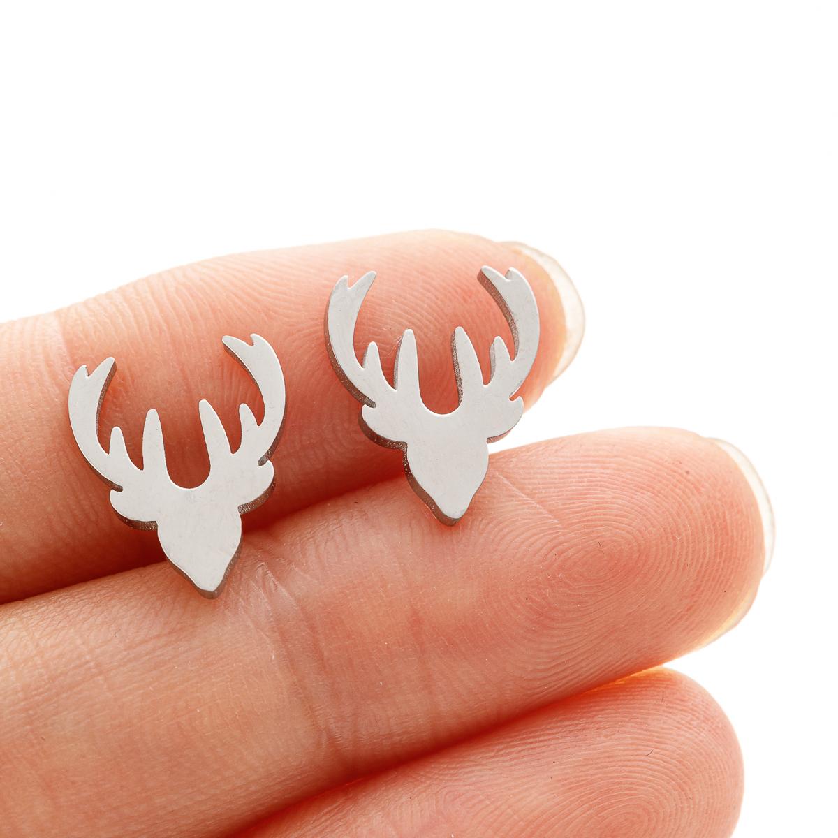 

Simple Deer Head Antlers Stud Earring For Women Girl Christmas Gifts Piercing Ear Surgical Steel Earrings Trend 2024 New Items
