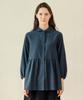 CHIQUITA Herringbone Shirred Shirt Navy 250908Nv